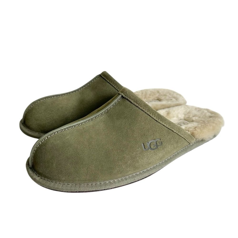 🔃UGG Men’s Green Slip On Suede Fur Slippers